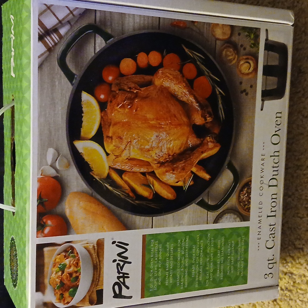 brand new cast iron Dutch oven enameled cookware